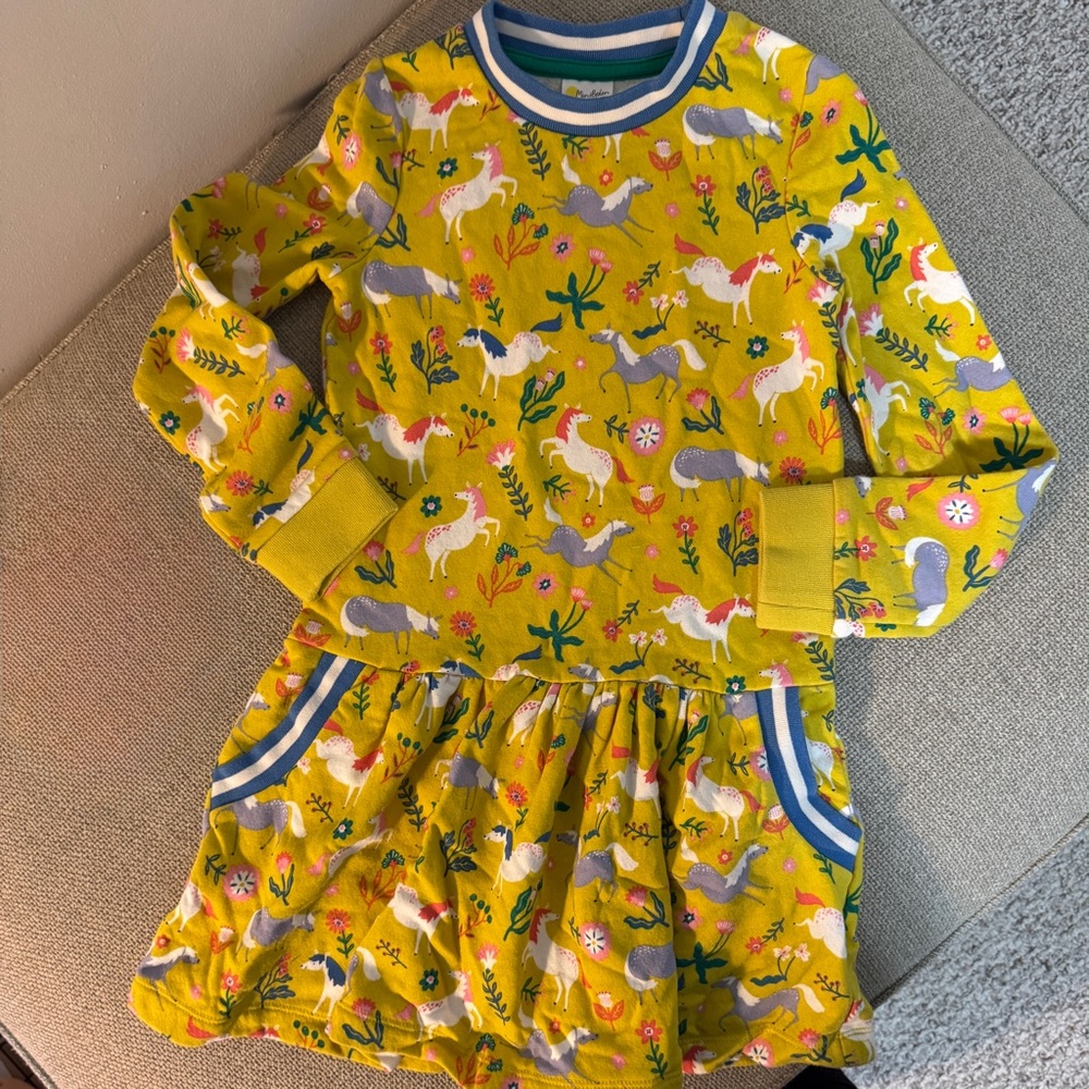 Mini Boden Yellow Dress with Animal Print